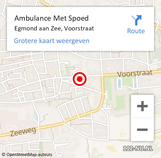 Locatie op kaart van de 112 melding: Ambulance Met Spoed Naar Egmond aan Zee, Voorstraat op 12 november 2016 12:20