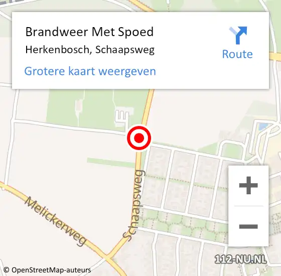 Locatie op kaart van de 112 melding: Brandweer Met Spoed Naar Herkenbosch, Schaapsweg op 12 november 2016 12:34