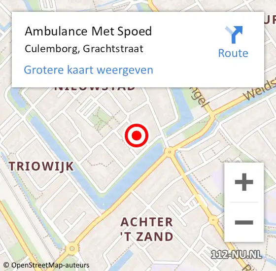 Locatie op kaart van de 112 melding: Ambulance Met Spoed Naar Culemborg, Grachtstraat op 12 november 2016 13:36