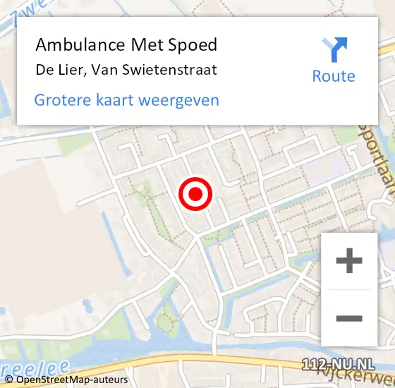 Locatie op kaart van de 112 melding: Ambulance Met Spoed Naar De Lier, Van Swietenstraat op 12 november 2016 13:55