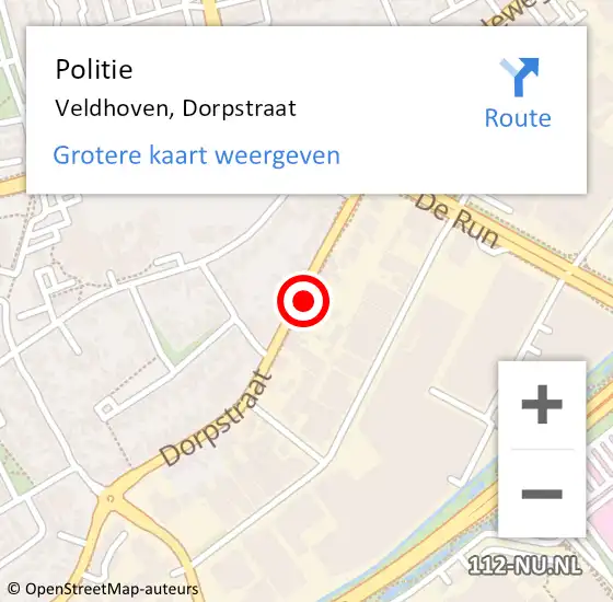 Locatie op kaart van de 112 melding: Politie Veldhoven, Dorpstraat op 12 november 2016 14:13