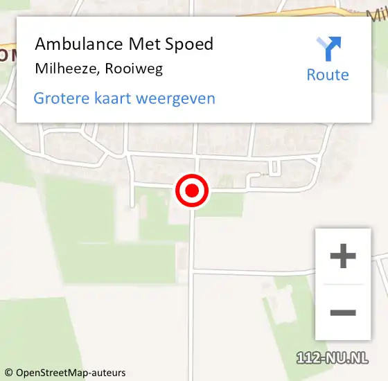 Locatie op kaart van de 112 melding: Ambulance Met Spoed Naar Milheeze, Rooiweg op 12 november 2016 15:12