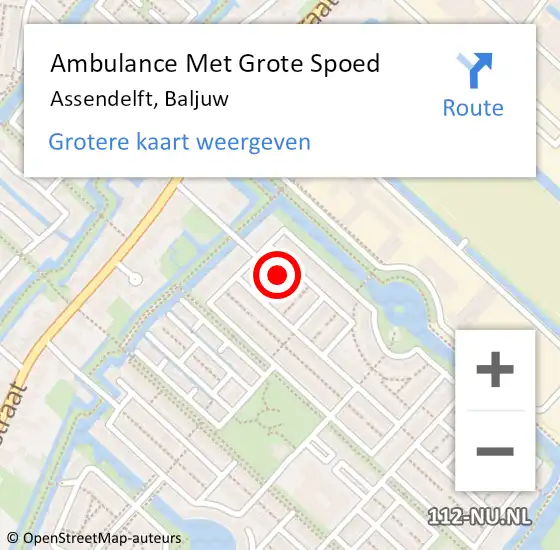 Locatie op kaart van de 112 melding: Ambulance Met Grote Spoed Naar Assendelft, Baljuw op 12 november 2016 15:14