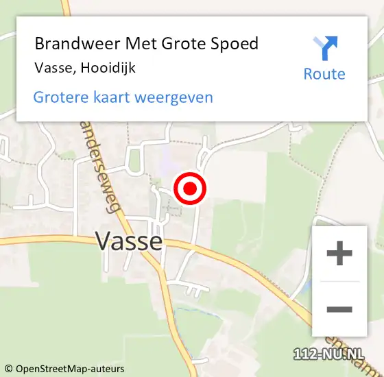 Locatie op kaart van de 112 melding: Brandweer Met Grote Spoed Naar Vasse, Hooidijk op 12 november 2016 15:16