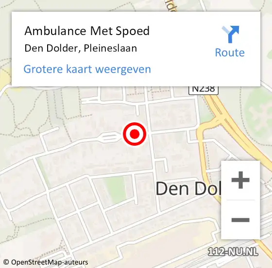 Locatie op kaart van de 112 melding: Ambulance Met Spoed Naar Den Dolder, Pleineslaan op 12 november 2016 15:22