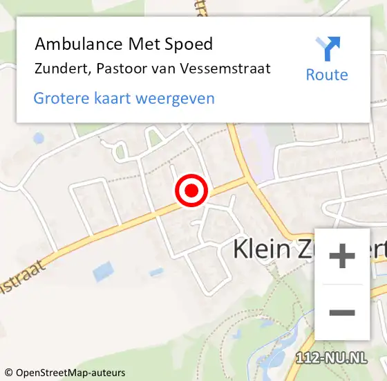 Locatie op kaart van de 112 melding: Ambulance Met Spoed Naar Zundert, Pastoor van Vessemstraat op 12 november 2016 16:15