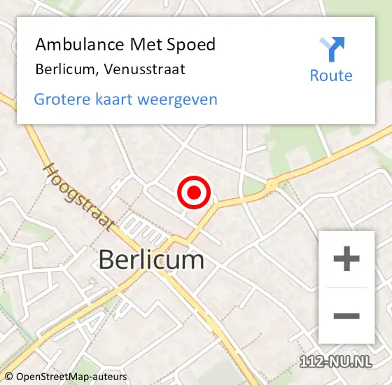 Locatie op kaart van de 112 melding: Ambulance Met Spoed Naar Berlicum, Venusstraat op 12 november 2016 17:08