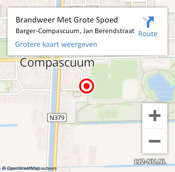 Locatie op kaart van de 112 melding: Brandweer Met Grote Spoed Naar Barger-Compascuum, Jan Berendstraat op 12 november 2016 17:09