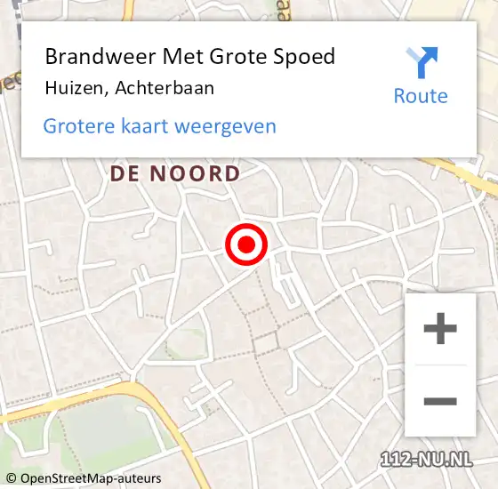 Locatie op kaart van de 112 melding: Brandweer Met Grote Spoed Naar Huizen, Achterbaan op 12 november 2016 17:30