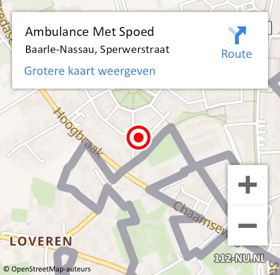 Locatie op kaart van de 112 melding: Ambulance Met Spoed Naar Baarle-Nassau, Sperwerstraat op 12 november 2016 17:32