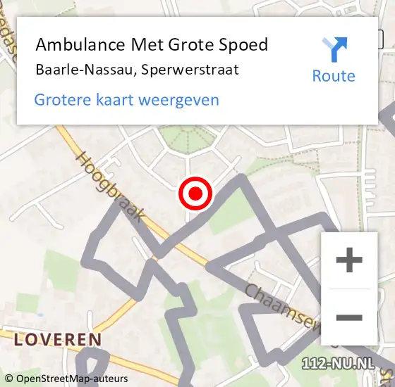 Locatie op kaart van de 112 melding: Ambulance Met Grote Spoed Naar Baarle-Nassau, Sperwerstraat op 12 november 2016 17:33