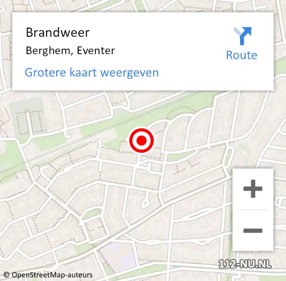 Locatie op kaart van de 112 melding: Brandweer Berghem, Eventer op 12 november 2016 17:49