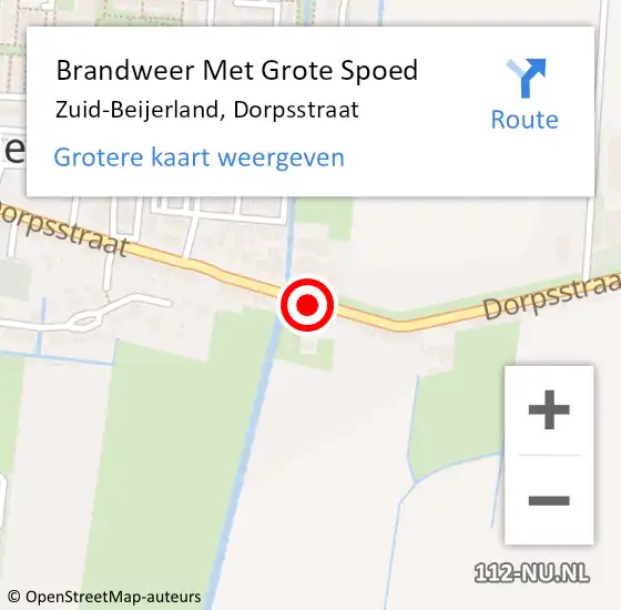 Locatie op kaart van de 112 melding: Brandweer Met Grote Spoed Naar Zuid-Beijerland, Dorpsstraat op 12 november 2016 17:51