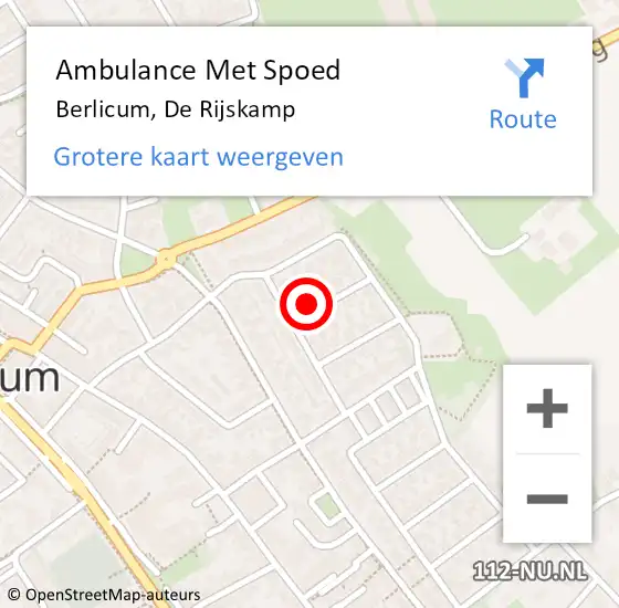 Locatie op kaart van de 112 melding: Ambulance Met Spoed Naar Berlicum, De Rijskamp op 12 november 2016 18:46