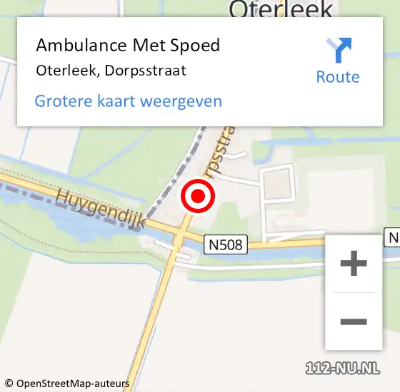 Locatie op kaart van de 112 melding: Ambulance Met Spoed Naar Oterleek, Dorpsstraat op 12 november 2016 19:01