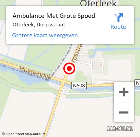 Locatie op kaart van de 112 melding: Ambulance Met Grote Spoed Naar Oterleek, Dorpsstraat op 12 november 2016 19:04