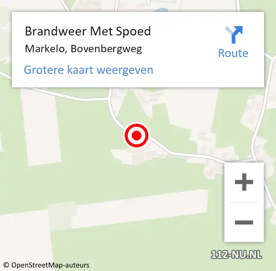 Locatie op kaart van de 112 melding: Brandweer Met Spoed Naar Markelo, Bovenbergweg op 12 november 2016 21:42