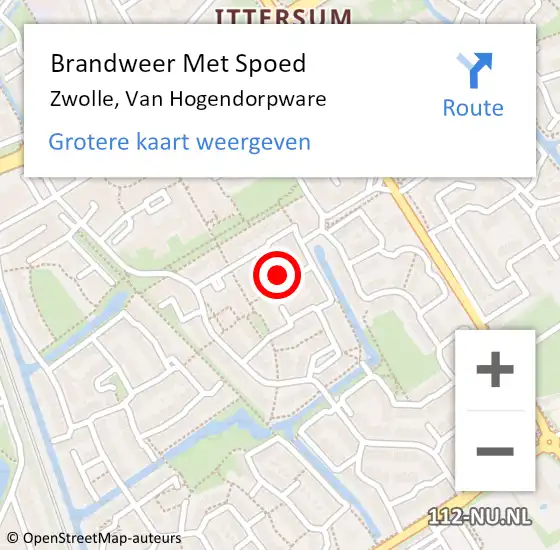 Locatie op kaart van de 112 melding: Brandweer Met Spoed Naar Zwolle, Van Hogendorpware op 12 november 2016 21:59