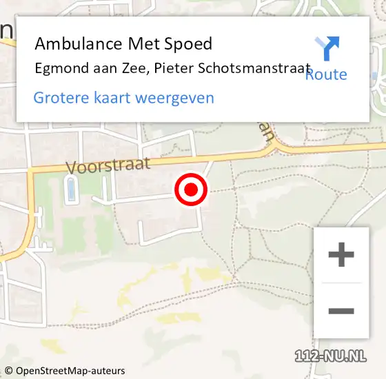 Locatie op kaart van de 112 melding: Ambulance Met Spoed Naar Egmond aan Zee, Pieter Schotsmanstraat op 12 november 2016 22:42