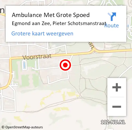 Locatie op kaart van de 112 melding: Ambulance Met Grote Spoed Naar Egmond aan Zee, Pieter Schotsmanstraat op 12 november 2016 22:43