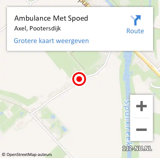 Locatie op kaart van de 112 melding: Ambulance Met Spoed Naar Axel, Pootersdijk op 12 november 2016 22:55