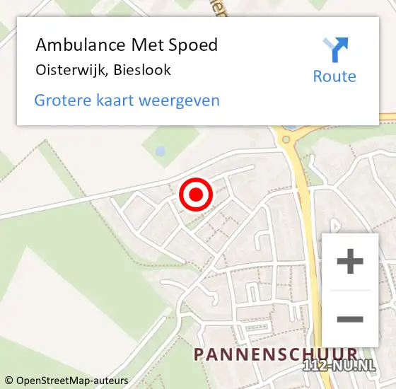 Locatie op kaart van de 112 melding: Ambulance Met Spoed Naar Oisterwijk, Bieslook op 12 november 2016 23:11