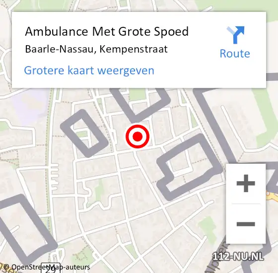 Locatie op kaart van de 112 melding: Ambulance Met Grote Spoed Naar Baarle-Nassau, Kempenstraat op 12 november 2016 23:34