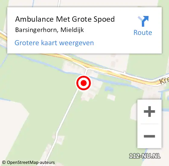 Locatie op kaart van de 112 melding: Ambulance Met Grote Spoed Naar Barsingerhorn, Mieldijk op 12 november 2016 23:54