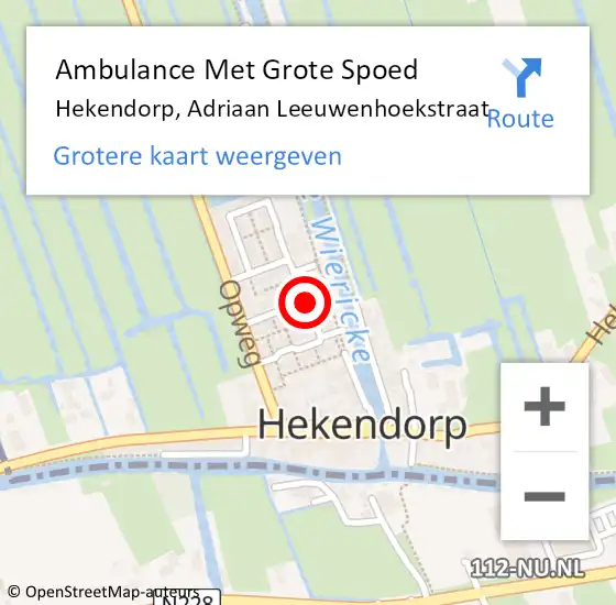 Locatie op kaart van de 112 melding: Ambulance Met Grote Spoed Naar Hekendorp, Adriaan Leeuwenhoekstraat op 13 november 2016 00:40