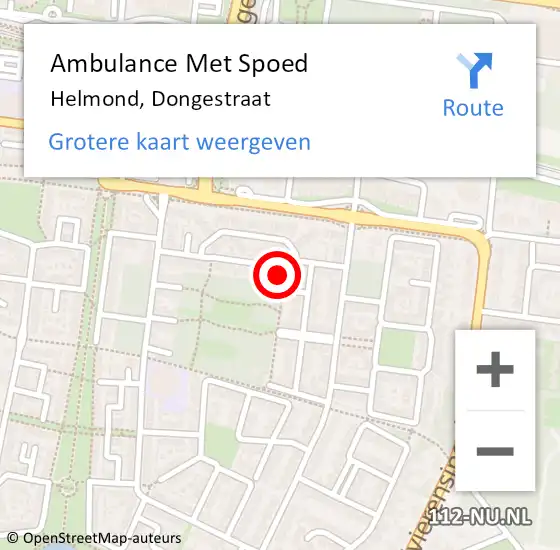 Locatie op kaart van de 112 melding: Ambulance Met Spoed Naar Helmond, Dongestraat op 13 november 2016 01:42