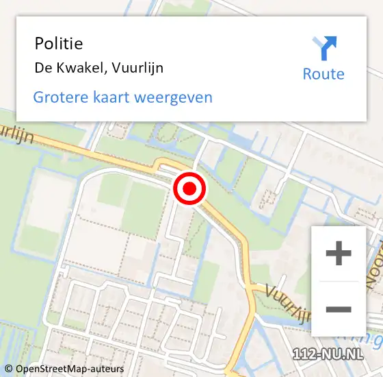 Locatie op kaart van de 112 melding: Politie De Kwakel, Vuurlijn op 13 november 2016 01:54