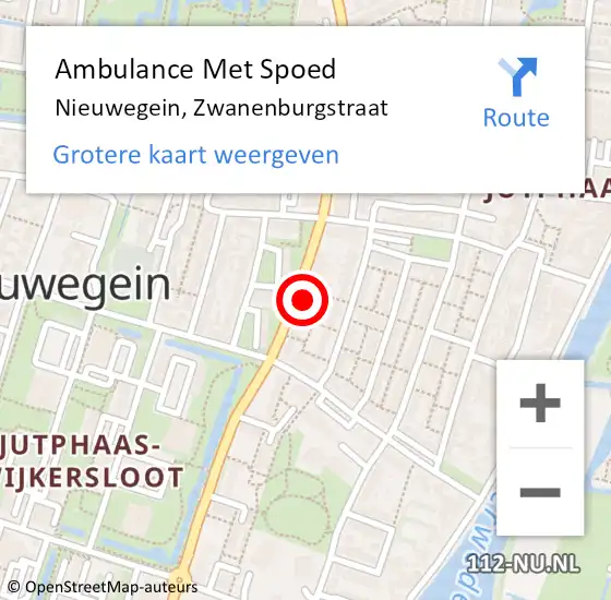 Locatie op kaart van de 112 melding: Ambulance Met Spoed Naar Nieuwegein, Zwanenburgstraat op 13 november 2016 04:14