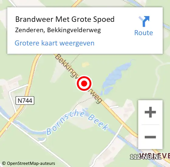 Locatie op kaart van de 112 melding: Brandweer Met Grote Spoed Naar Zenderen, Bekkingvelderweg op 13 november 2016 04:15