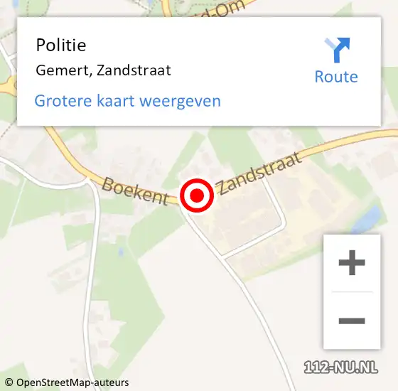 Locatie op kaart van de 112 melding: Politie Gemert, Zandstraat op 13 november 2016 04:22