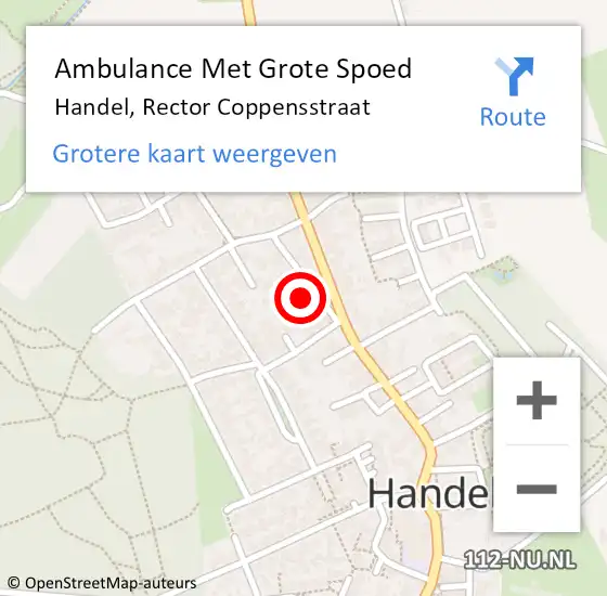 Locatie op kaart van de 112 melding: Ambulance Met Grote Spoed Naar Handel, Rector Coppensstraat op 13 november 2016 05:56