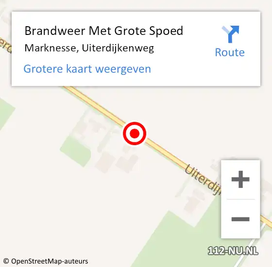 Locatie op kaart van de 112 melding: Brandweer Met Grote Spoed Naar Marknesse, Uiterdijkenweg op 13 november 2016 06:43