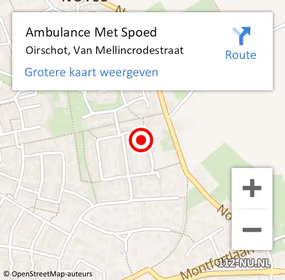 Locatie op kaart van de 112 melding: Ambulance Met Spoed Naar Oirschot, Van Mellincrodestraat op 13 november 2016 06:52