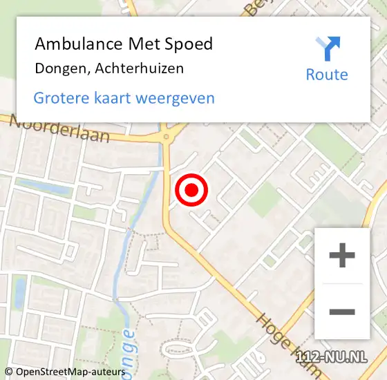 Locatie op kaart van de 112 melding: Ambulance Met Spoed Naar Dongen, Achterhuizen op 13 november 2016 07:17