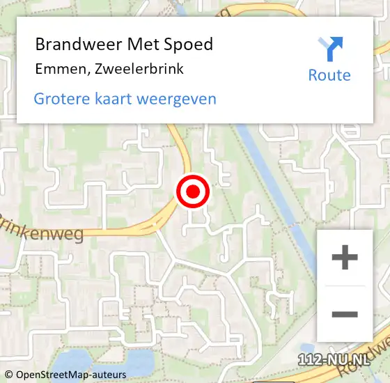 Locatie op kaart van de 112 melding: Brandweer Met Spoed Naar Emmen, Zweelerbrink op 13 november 2016 07:25