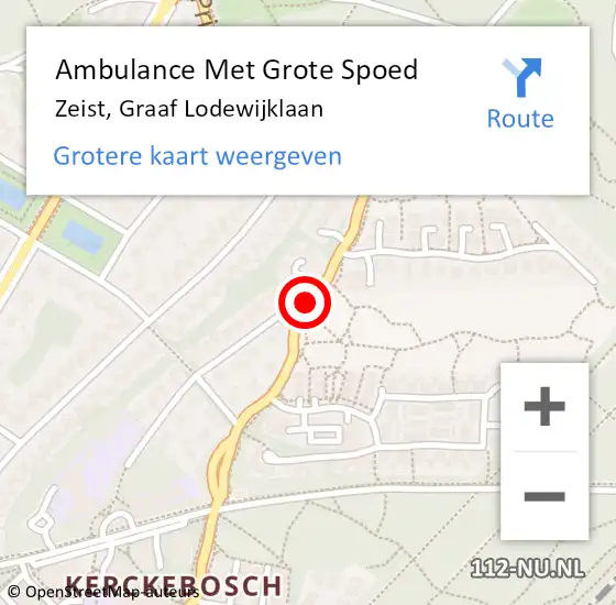 Locatie op kaart van de 112 melding: Ambulance Met Grote Spoed Naar Zeist, Graaf Lodewijklaan op 13 november 2016 07:42