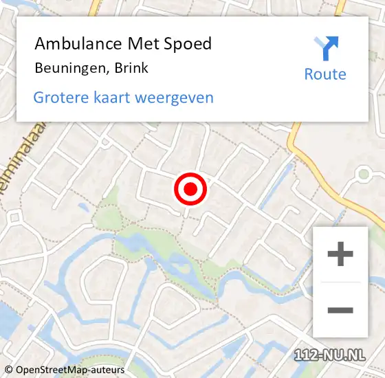 Locatie op kaart van de 112 melding: Ambulance Met Spoed Naar Beuningen, Brink op 13 november 2016 08:16