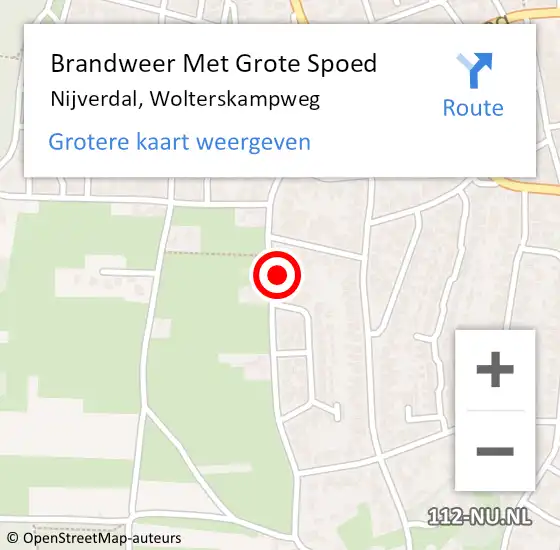 Locatie op kaart van de 112 melding: Brandweer Met Grote Spoed Naar Nijverdal, Wolterskampweg op 13 november 2016 09:02