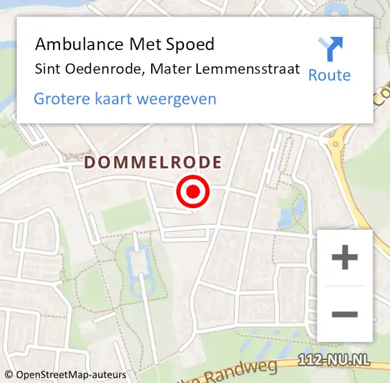 Locatie op kaart van de 112 melding: Ambulance Met Spoed Naar Sint Oedenrode, Mater Lemmensstraat op 13 november 2016 09:28