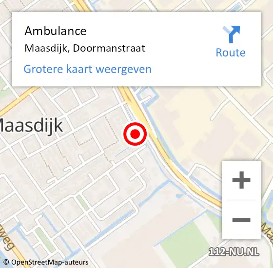 Locatie op kaart van de 112 melding: Ambulance Maasdijk, Doormanstraat op 13 november 2016 10:08