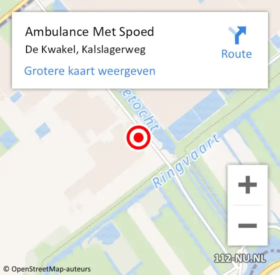 Locatie op kaart van de 112 melding: Ambulance Met Spoed Naar De Kwakel, Kalslagerweg op 13 november 2016 10:18