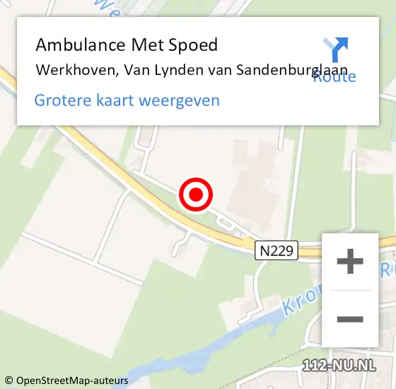 Locatie op kaart van de 112 melding: Ambulance Met Spoed Naar Werkhoven, Van Lynden van Sandenburglaan op 6 september 2013 17:27