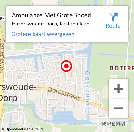 Locatie op kaart van de 112 melding: Ambulance Met Grote Spoed Naar Hazerswoude-Dorp, Kastanjelaan op 13 november 2016 12:15