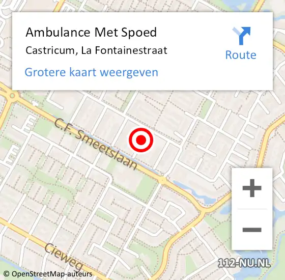 Locatie op kaart van de 112 melding: Ambulance Met Spoed Naar Castricum, La Fontainestraat op 13 november 2016 12:37