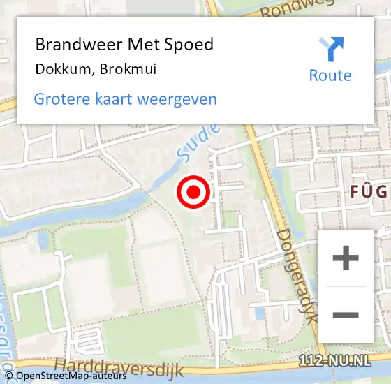 Locatie op kaart van de 112 melding: Brandweer Met Spoed Naar Dokkum, Brokmui op 13 november 2016 15:37