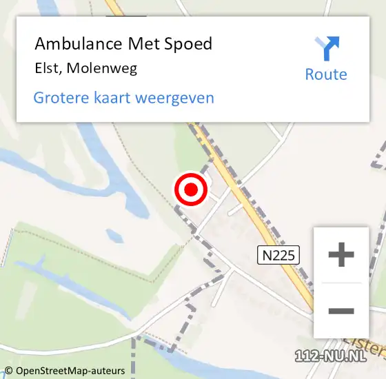 Locatie op kaart van de 112 melding: Ambulance Met Spoed Naar Elst, Molenweg op 13 november 2016 16:02
